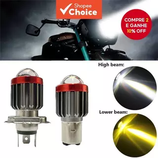 Farol LED Para Motocicleta 12-80V H4 BA20D Lente Bicolor Lâmpada De Neblina Scooter De Feixe Alto E Baixo em Oferta na Shopee