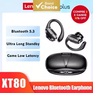 Lenovo XT80 Earpbuds Com Microfone Fones De Ouvido Sem Fio Esportes Bluetooth 5.3 TWS Alta Fidelidade Micr Ophone Tela D em Oferta na Shopee