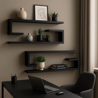 Conjunto em Jota Nichos Decorativos MDF – Pratileira  Parede Moderna Sala Home Office Escritório em Oferta na Shopee