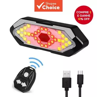 Luz Traseira De Bicicleta Com Controle Remoto , De Sinalização De Ciclismo À Prova D'água , Recarregável , 5 Modos Para em Oferta na Shopee