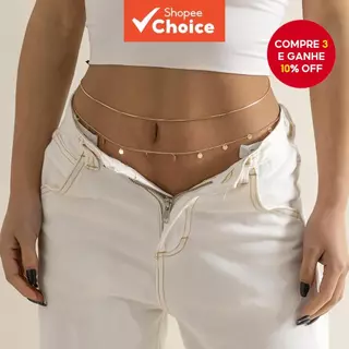 Pequenos Pingentes Redondos De Lantejoulas Corrente De Cintura Em Camadas Para Mulheres Acessório De Joias Corporais De em Oferta na Shopee
