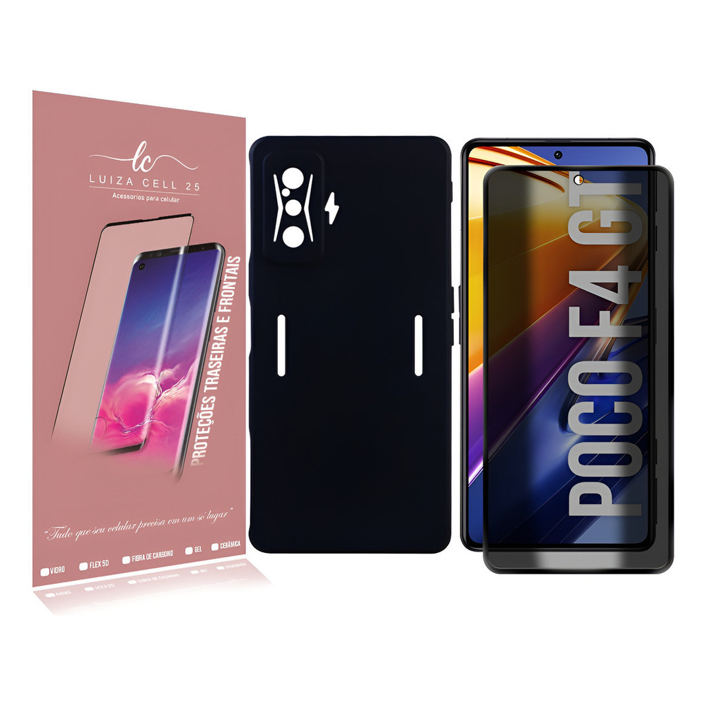 Kit Xiaomi Poco F4 GT - Capa Premium Aveludada + Pelicula de Vidro 3D Privativa