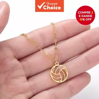 Colar Com Pingente De Vôlei Oco Moderno Para Mulheres Joias Esportivas Minimalistas Corrente De Clavícula em Oferta na Shopee