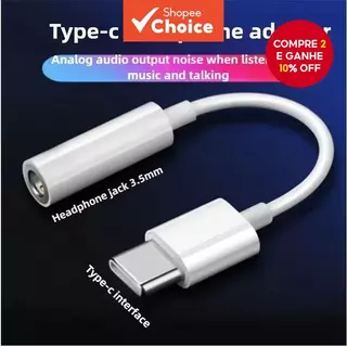 Adaptador Aux TypeC Para 3.5 Mm Cabo De Fone De Ouvido Com Entrada De Áudio Auxiliar De Huawei Xiaomi Sumsang em Oferta na Shopee