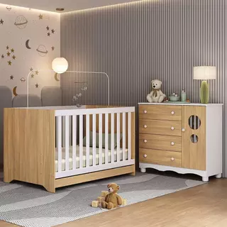 Berço Americano 3 em 1 com Cômoda 1 Porta 4 Gavetas Suspiro Multimóveis MP4710 em Oferta na Shopee