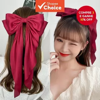 2025 Versão Coreana Grande Arco Grampo De Cabelo Fita Longa Gaze Acessório Para Meninas Várias Cores em Oferta na Shopee