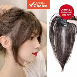 Topper De Cabelo Preto Natural De 12 " – Franja Fofa Com Clipe Para Mulheres , Peça De Invisível Sintética em Oferta na Shopee