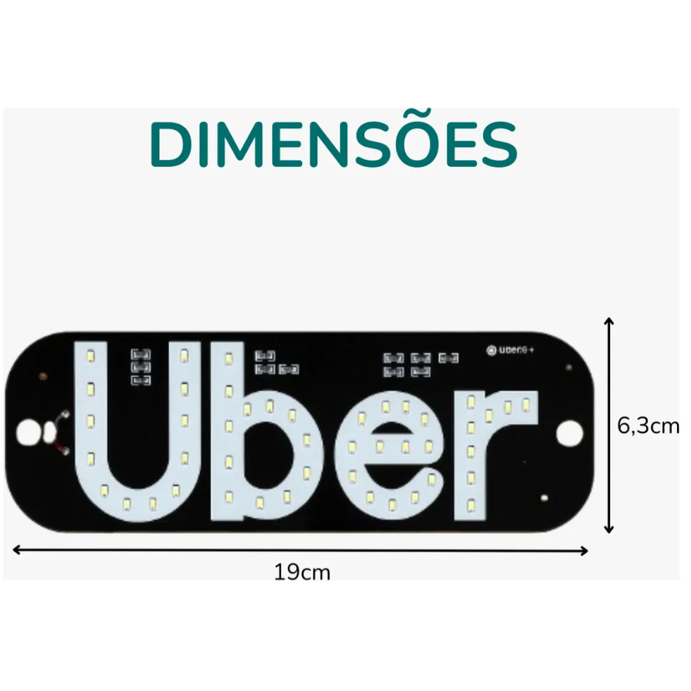 Placa de LED Uber para Carro Letreiro Luminoso Ventosa para Para-brisa ...