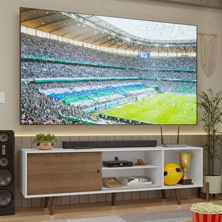 Rack para TV até 80 Polegadas 160cm Branco Pés Rustic Torino Madesa em Oferta na Shopee