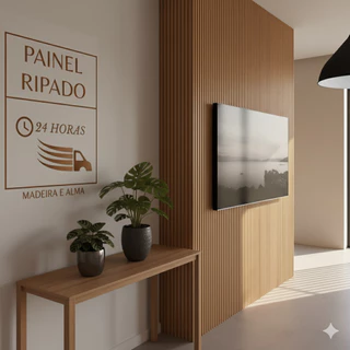 Kit 100 Revestimentos Ripados Placa Painel Decorativo MDF 45x11cm Casa Parede Luxo Moderno