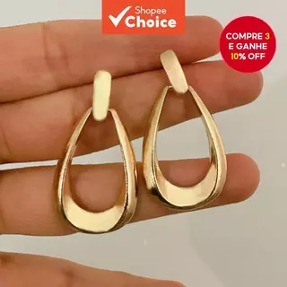 Brincos Geométricos Ovais Ocos Elegantes Estilo Europeu Americano Para Mulheres em Oferta na Shopee