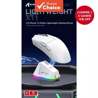 Mouse Attack Shark X11 Sem Fio Bluetooth Três Modos 2.4G BT5.0 22000DPI Recarregável RGB PC Gaming Configuração De Mesa em Oferta na Shopee