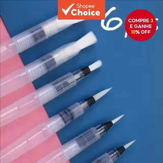 Conjunto De Canetas De Pincel Aquarela Recarregáveis , Água De Ponta De Nylon Macio De 6 Peças Para Pintura , Desenho E em Oferta na Shopee