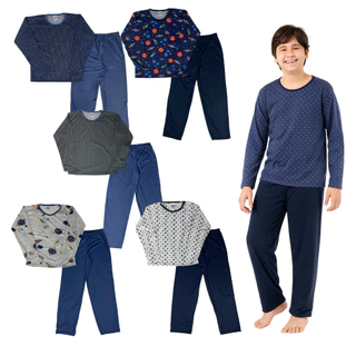 Kit 4 Pijamas Longo Juvenil Masculino Manga Comprida Estampa Sortida 10 ao 16 em Oferta na Shopee