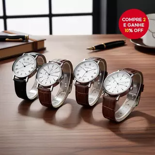  Relógio de Quartzo Chic Masculino - Estilo Esportivo Fashionável com Pulseira de Couro para Trabalho e Lazer