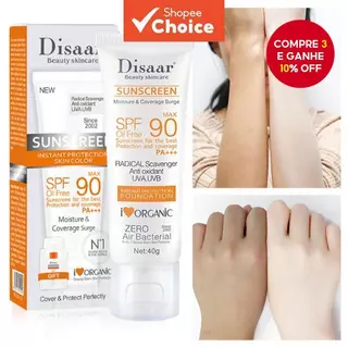 DISAAR SPF 90 Protetor Solar Facial Clareador Creme De Pele Anti-Envelhecimento Controle De Óleo Hidratante 40g em Oferta na Shopee