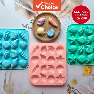 Molde Tema Oceano De Silicone Com 16 Furos E 8 Formatos Para Chocolate , Doces , Pudim , Biscoito , Decoração De Bolo , em Oferta na Shopee