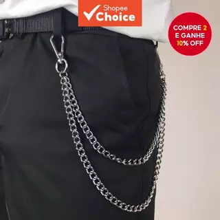 Nova Corrente de Calças em Metal Dupla Camada Retro Gótico - Corrente Ajustável de Punk em Aço Inoxidável para Hip em Oferta na Shopee