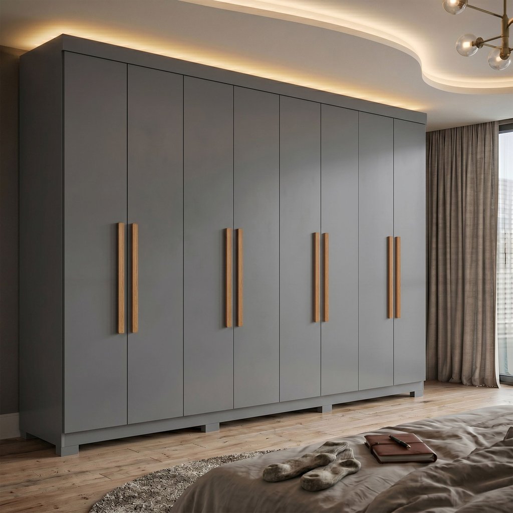 Guarda Roupa Casal 8 Portas 4 Gavetas com Pés Paris Espresso