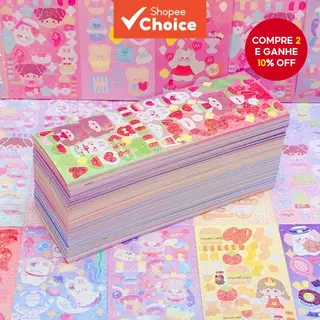 50/100/200pcs Conjunto De Adesivos Brilhantes De Desenho Animado Kawaii-Decoração DIY Para Papelaria E Cadernos De Estud em Oferta na Shopee