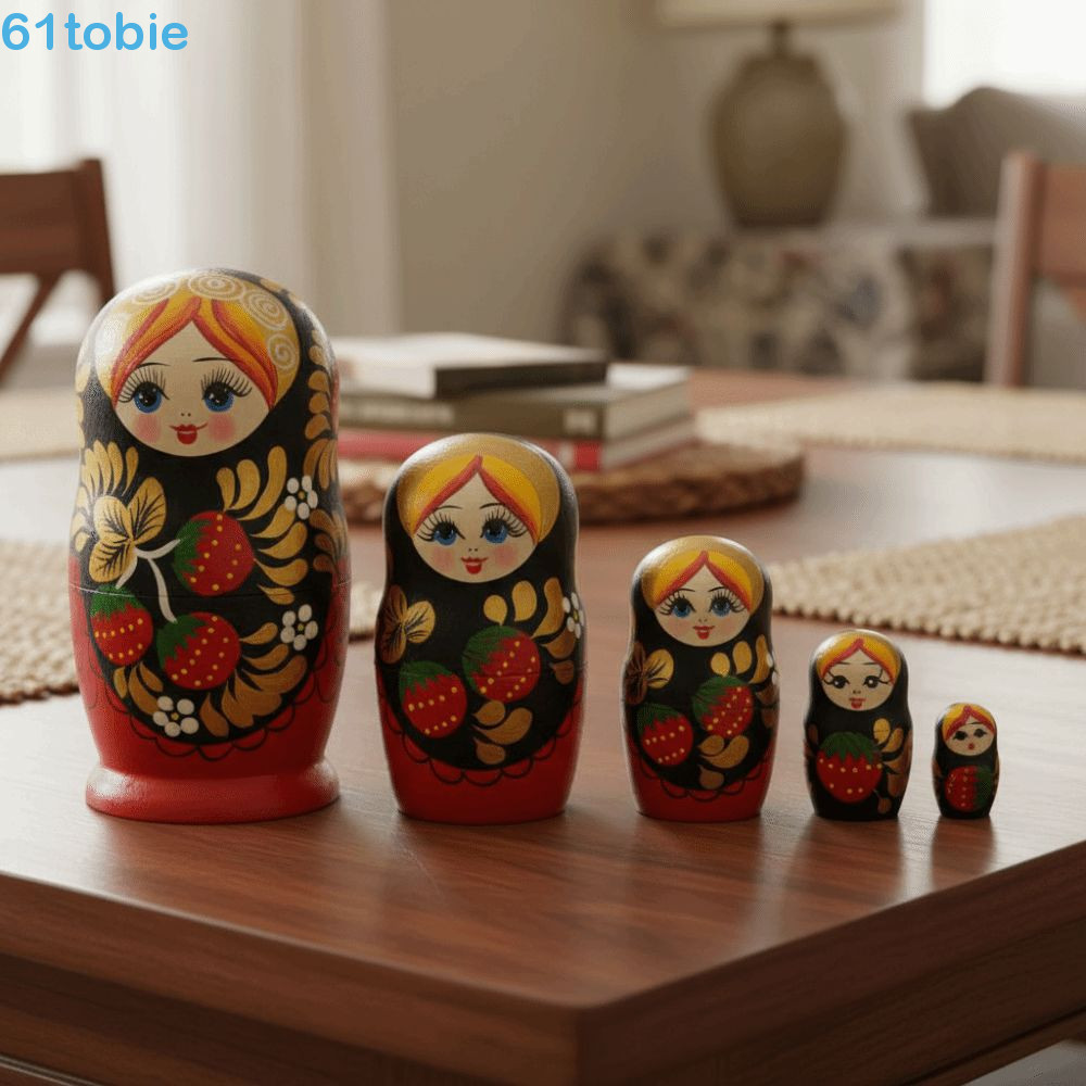 Boneca TOBIE Matryoshka , Bonecas Artesanais De 5 Camadas , Russa Fofa ...