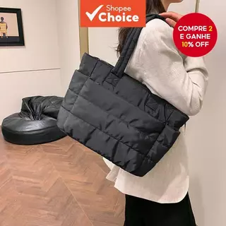 Moda Feminina Bolsa Para Laptop Espaçoso Comute De Ombro Acolchoada Casual Preta em Oferta na Shopee