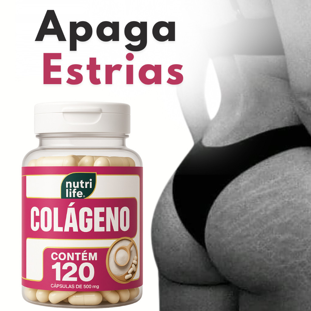 Colágeno Hidrolisado 500mg - 120 Cápsulas - Flacidez, Estrias, Celulite ...