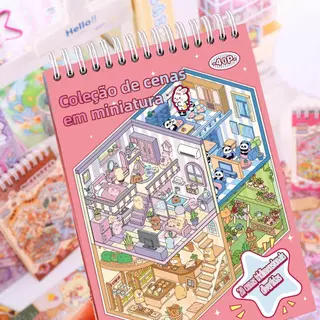 Caderno Adesivos Kawaii 40 Páginas, 20 Cenários 3D + 20 Adesivos PET, 4 Modelos , Presente Anti-Estresse Presente em Oferta na Shopee
