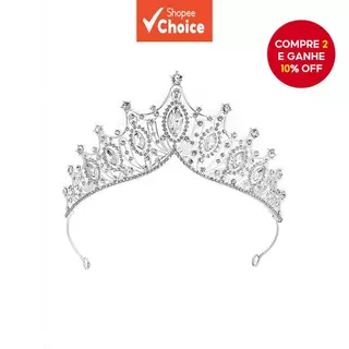 Tiara De Noiva Coroa Acessórios Para Cabelo De Casamento Strass Pérola Festa Headpiece em Oferta na Shopee