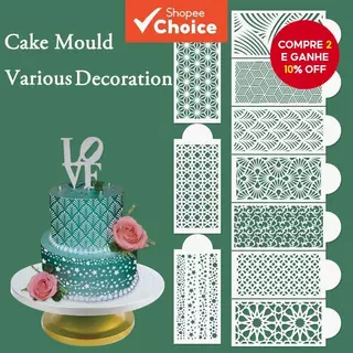 10Pcs Fondant Cake Mesh Stamps Stencils Embossing Tool para Decoração de Biscoitos de Casamento com Molde de Plástico em Oferta na Shopee