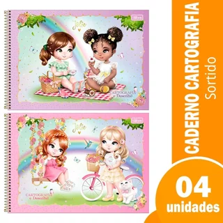 Caderno Espiral Tilibra Cartografia Capa Dura Jolie Sem Seda  80 Folhas - Embalagem com 4 Unidades (Sortidos) em Oferta na Shopee