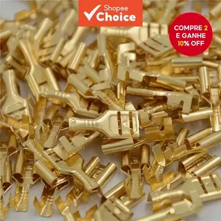 Terminal Fêmea Da Pá Do Orador Automotivo 6.3mm Conector De Fio De Bronze Dourado 100PCS