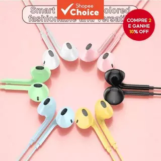 U19 Fones De Ouvido Com Fio 3.5mm Macaron Colorido Redução Ruído Fone Dos Desenhos Animados Alta Fidelidade Qualidade So em Oferta na Shopee