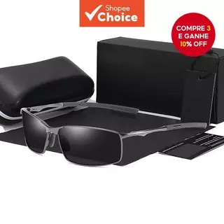 Óculos De Sol Polarizados Para Homens , Armação De Metal Quadrada Retrô , Proteção UV400 , Tons De Direção em Oferta na Shopee