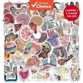 50 Peças Adesivos Fofos De Anatomia De Órgão Humano Decalques Médicos À Prova D'água Para Laptop , Bicicleta , Telefone em Oferta na Shopee