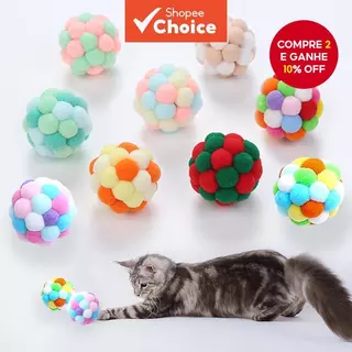 Brinquedo de gato Bola de sino colorida feita à mão Bola Saltitante Bola Interativa de Perseguição Pet Suprimentos em Oferta na Shopee