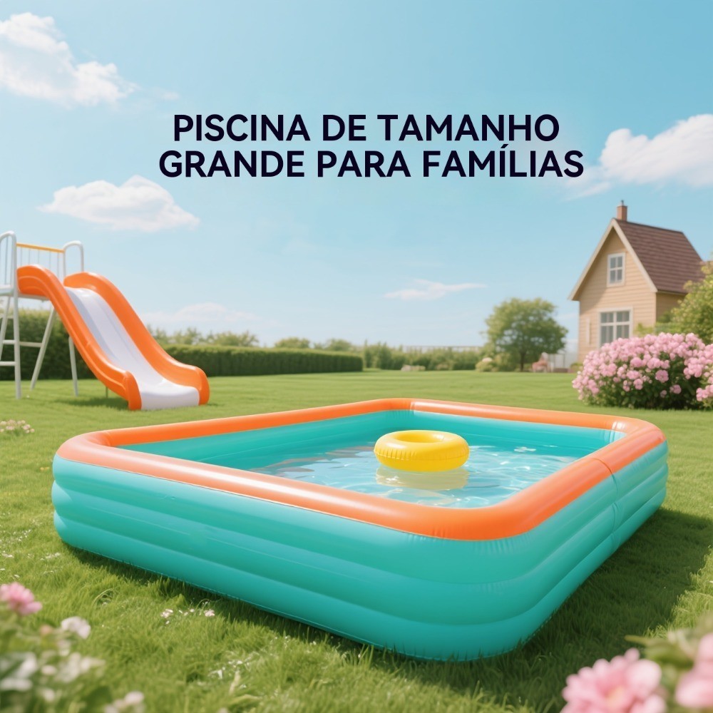 Piscina de Plástico 3m Quadrada com Estrutura Multicamada e Capacidade ...