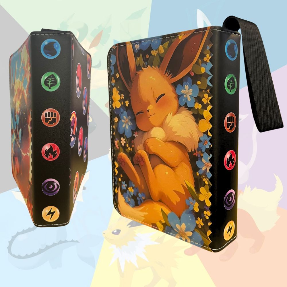 Pokemon ZA Eevee Álbum Porta Cards 400 Cartas Capa Dura Couro