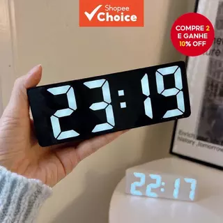 Despertador Digital LED Controle De Som Tela Grande Com Calendário De Temperatura Relógio De Mesa Luminoso em Oferta na Shopee