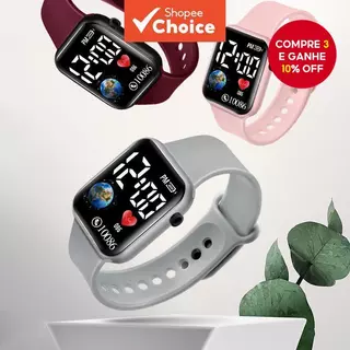 Relógio Digital LED À Prova D'água Para Crianças/Meninos/Meninas/Pulseira De Silicone em Oferta na Shopee