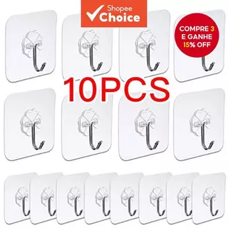Gancho De Parede Adesivo 1/10 , Reutilizável , Antiderrapante , Sem Rastros , Resistente , Na Sala De Banho , Cozinha em Oferta na Shopee