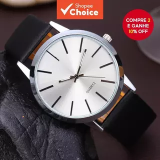 Caixa De Liga De Relógio De Quartzo Elegante Masculino E Pulseira De Couro Casual em Oferta na Shopee
