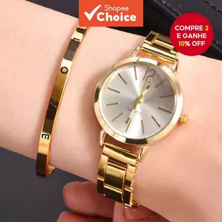 Relógio Com Pulseira Da Moda-De Aço Inoxidável Feminina De Luxo Design LOVE em Oferta na Shopee