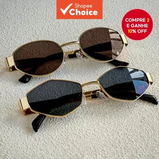 Óculos De Sol Ovais Vintage Com Proteção UV400 , Armação De Metal Para Mulheres E Homens em Oferta na Shopee