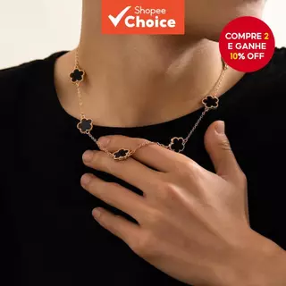 Colar Multicolorido Com 5 Pétalas E Folhas , Gargantilha Pingentes Da Moda Para Casais , Acessórios De Joias em Oferta na Shopee