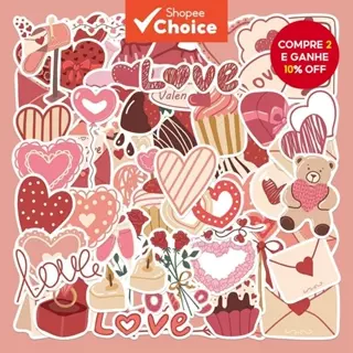 58 Peças Adesivos De Dia Dos Namorados – Decalques De Vinil À Prova D'água Para Laptop , Capa De Telefone E Mala (Presen em Oferta na Shopee