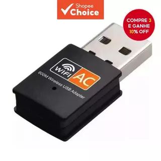 Adaptador Wi-Fi Bluetooth 600Mbps Antena USB De Banda Dupla 2.4g 5GHz Placa De Rede Sem Fio Para PC Laptop Escritório em Oferta na Shopee