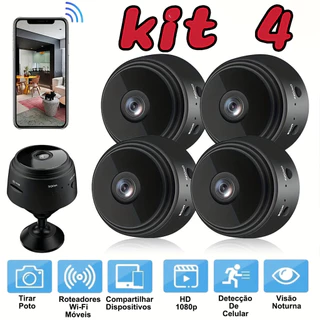 Kit 4 Câmera Mini A9 HD 1080P Vigilância WiFi com Sensor de Presença e Visão Noturna em Oferta na Shopee