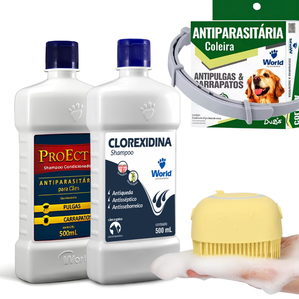 Kit Coleira Dugs + Shampoo Anti pulga E Carrapato Antiparasitário e ...