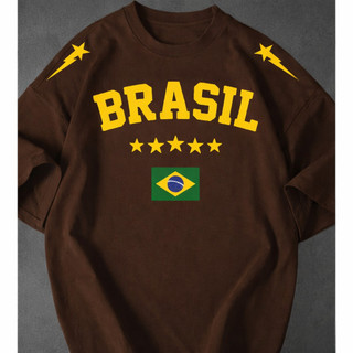 Camisetão Feminina Brasil Seleção Copa Streetwear Oversized Estilosa 100% Algodão Premium — foto 6 — Achou Levou Brasil
